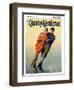 "Skating Couple," Country Gentleman Cover, February 1, 1928-McClelland Barclay-Framed Giclee Print