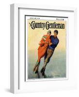 "Skating Couple," Country Gentleman Cover, February 1, 1928-McClelland Barclay-Framed Giclee Print