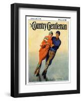 "Skating Couple," Country Gentleman Cover, February 1, 1928-McClelland Barclay-Framed Premium Giclee Print