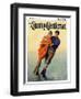 "Skating Couple," Country Gentleman Cover, February 1, 1928-McClelland Barclay-Framed Premium Giclee Print