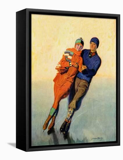 "Skating Couple,"February 1, 1928-McClelland Barclay-Framed Stretched Canvas