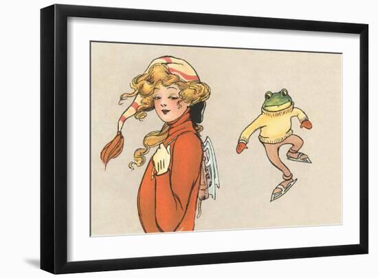 Skating Frog and Vamp-null-Framed Art Print