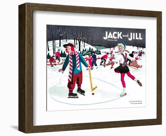 Skating Fun - Jack and Jill, February 1945-Beth Henninger-Framed Giclee Print