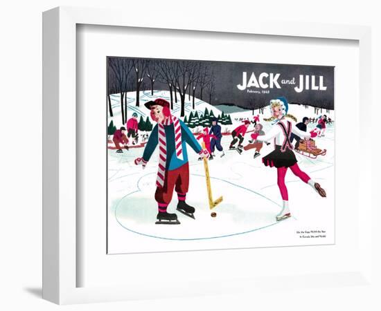 Skating Fun - Jack and Jill, February 1945-Beth Henninger-Framed Giclee Print