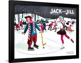 Skating Fun - Jack and Jill, February 1945-Beth Henninger-Framed Giclee Print