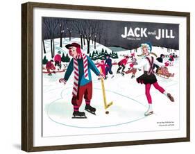 Skating Fun - Jack and Jill, February 1945-Beth Henninger-Framed Giclee Print