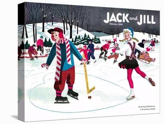 Skating Fun - Jack and Jill, February 1945-Beth Henninger-Stretched Canvas