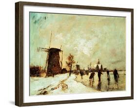 Skating In Holland, 1890-1900-Johan Barthold Jongkind-Framed Giclee Print