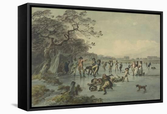 Skating in Hyde Park, C.1785-Julius Caesar Ibbetson-Framed Stretched Canvas