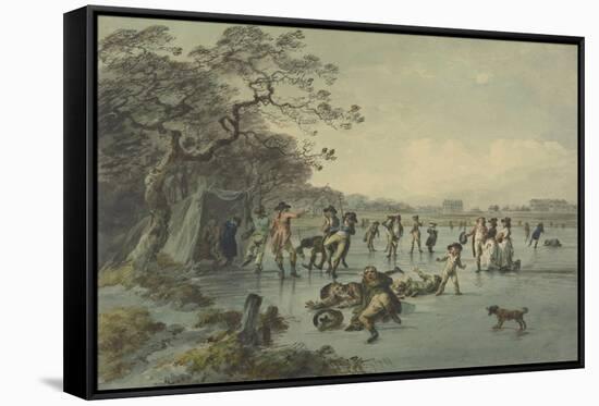 Skating in Hyde Park, C.1785-Julius Caesar Ibbetson-Framed Stretched Canvas