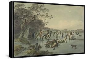 Skating in Hyde Park, C.1785-Julius Caesar Ibbetson-Framed Stretched Canvas