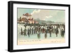 Skating Lake, Belle Isle, Detroit, Michigan-null-Framed Art Print