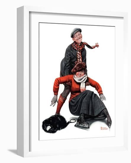 "Skating Lesson", February 7,1920-Norman Rockwell-Framed Giclee Print