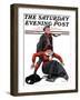 "Skating Lesson" Saturday Evening Post Cover, February 7,1920-Norman Rockwell-Framed Giclee Print