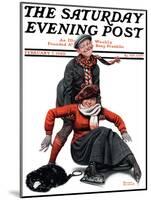 "Skating Lesson" Saturday Evening Post Cover, February 7,1920-Norman Rockwell-Mounted Giclee Print