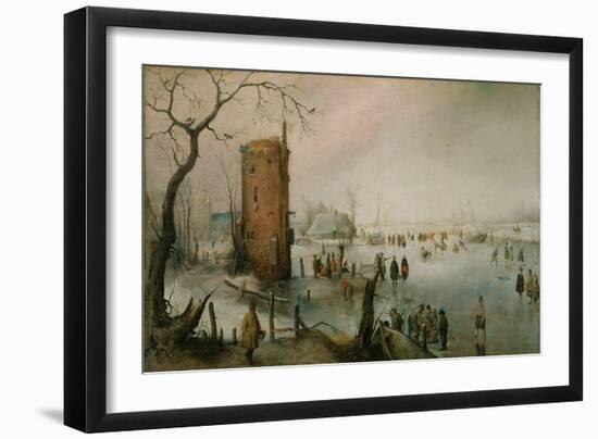 Skating Near a Town, C.1610–20-Hendrik Avercamp-Framed Giclee Print