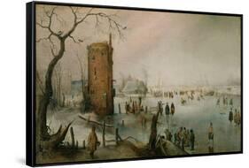 Skating Near a Town, C.1610–20-Hendrik Avercamp-Framed Stretched Canvas