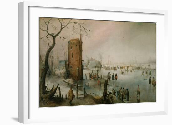 Skating Near a Town, C.1610–20-Hendrik Avercamp-Framed Giclee Print