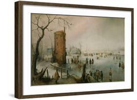 Skating Near a Town, C.1610–20-Hendrik Avercamp-Framed Giclee Print