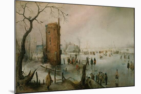 Skating Near a Town, C.1610–20-Hendrik Avercamp-Mounted Giclee Print