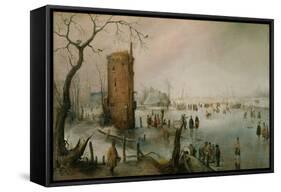 Skating Near a Town, C.1610–20-Hendrik Avercamp-Framed Stretched Canvas