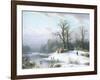 Skating on a Frozen Pond-Carl Ludwig Scheins-Framed Giclee Print