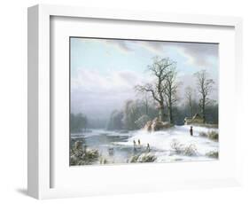 Skating on a Frozen Pond-Carl Ludwig Scheins-Framed Giclee Print