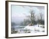 Skating on a Frozen Pond-Carl Ludwig Scheins-Framed Giclee Print