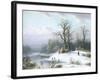 Skating on a Frozen Pond-Carl Ludwig Scheins-Framed Giclee Print