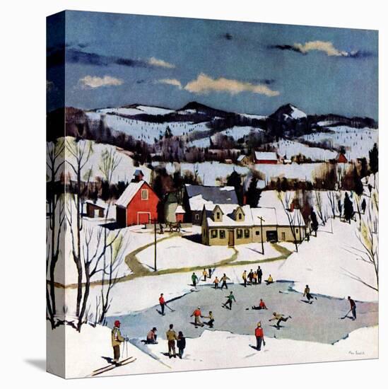 "Skating on Farm Pond,"January 1, 1950-Paul Sample-Stretched Canvas