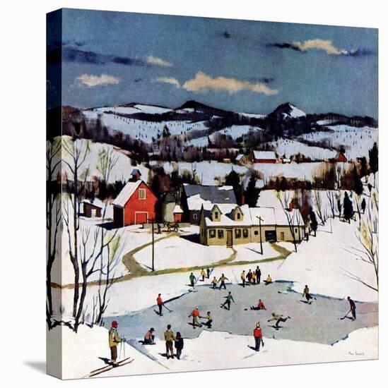 "Skating on Farm Pond,"January 1, 1950-Paul Sample-Stretched Canvas