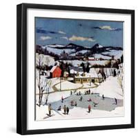 "Skating on Farm Pond,"January 1, 1950-Paul Sample-Framed Giclee Print