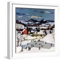 "Skating on Farm Pond,"January 1, 1950-Paul Sample-Framed Giclee Print