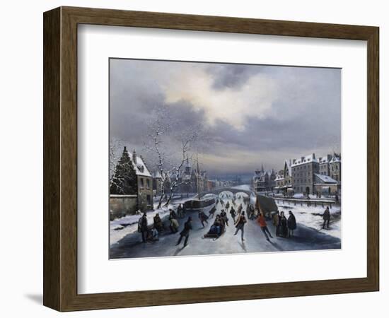 Skating on the Ice-Louis Claude Mallebranche-Framed Premium Giclee Print