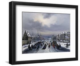 Skating on the Ice-Louis Claude Mallebranche-Framed Premium Giclee Print