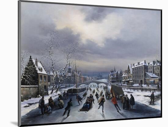 Skating on the Ice-Louis Claude Mallebranche-Mounted Premium Giclee Print