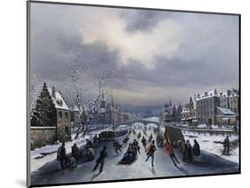 Skating on the Ice-Louis Claude Mallebranche-Mounted Premium Giclee Print