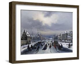 Skating on the Ice-Louis Claude Mallebranche-Framed Giclee Print