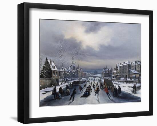 Skating on the Ice-Louis Claude Mallebranche-Framed Giclee Print