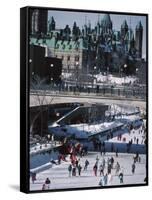 Skating on the Rideau Canal - Ottawa, Ontario, Canada-null-Framed Stretched Canvas