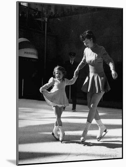 Skating Partners Helen Ann Rousselle and Gerri Richardson Ending Figure with Dainty Curtsy-null-Mounted Photographic Print