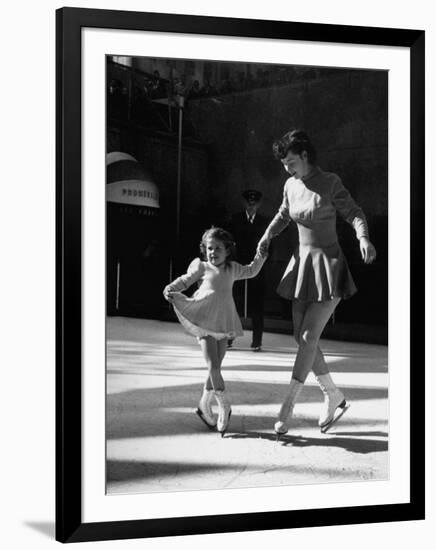 Skating Partners Helen Ann Rousselle and Gerri Richardson Ending Figure with Dainty Curtsy-null-Framed Photographic Print