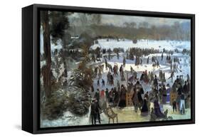 Skating Runners In The Bois De Bologne-Pierre-Auguste Renoir-Framed Stretched Canvas