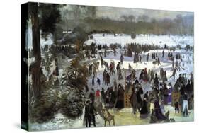 Skating Runners In The Bois De Bologne-Pierre-Auguste Renoir-Stretched Canvas