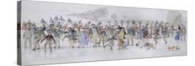 Skating Scene (Pen and Ink and W/C on Paper)-Charles Altamont Doyle-Stretched Canvas