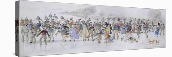 Skating Scene (Pen and Ink and W/C on Paper)-Charles Altamont Doyle-Stretched Canvas