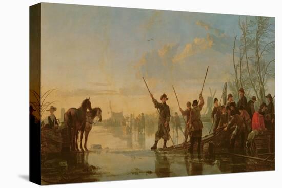 Skating Scene with the Maas at Dordrecht, C.1655-60-Aelbert Cuyp-Stretched Canvas