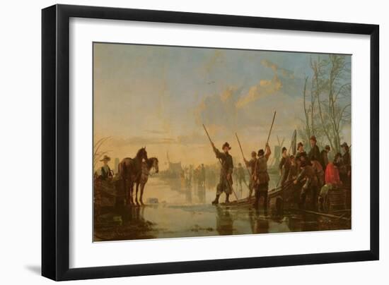 Skating Scene with the Maas at Dordrecht, C.1655-60-Aelbert Cuyp-Framed Giclee Print