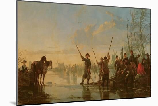 Skating Scene with the Maas at Dordrecht, C.1655-60-Aelbert Cuyp-Mounted Giclee Print