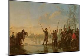 Skating Scene with the Maas at Dordrecht, C.1655-60-Aelbert Cuyp-Mounted Giclee Print